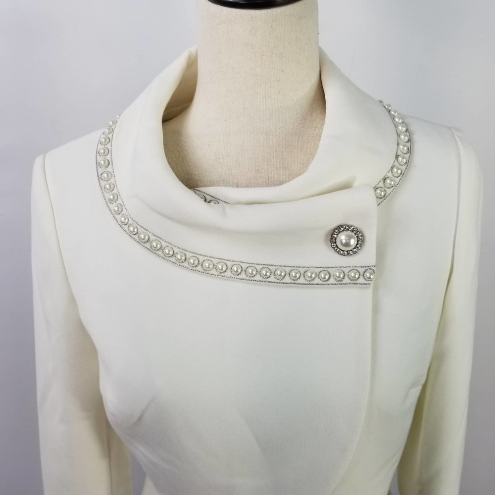 Tahari White Dress with Silver Accents